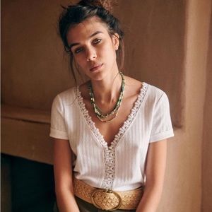 SEZANE SOPHIE T-SHIRT ECRU Size Small